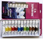 Acrylic Paint Set for Adults and Kids - 12 -Pack of 12mL Paints for Canvas,  Wood & Ceramic w/ 3 Art Brushes - Non-Toxic Craft Paint Sets - Stocking  Stuffers for…