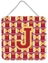 تصميم معلق مزين بطبعة حرف "J" مناسب للحائط أو الباب كاردينال/ ذهبي 6 x 6بوصة