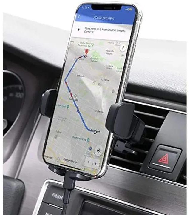 Air Vent 360 Rotating Car Phone Holder - Black Securely hold your smartphone or GPS on an air vent in your car 【Flexible Fit】Fits most standard air vents