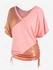 Plus Size Cinched Ruched Metal Patchwork Batwing Sleeves T Shirt - M | Us 10