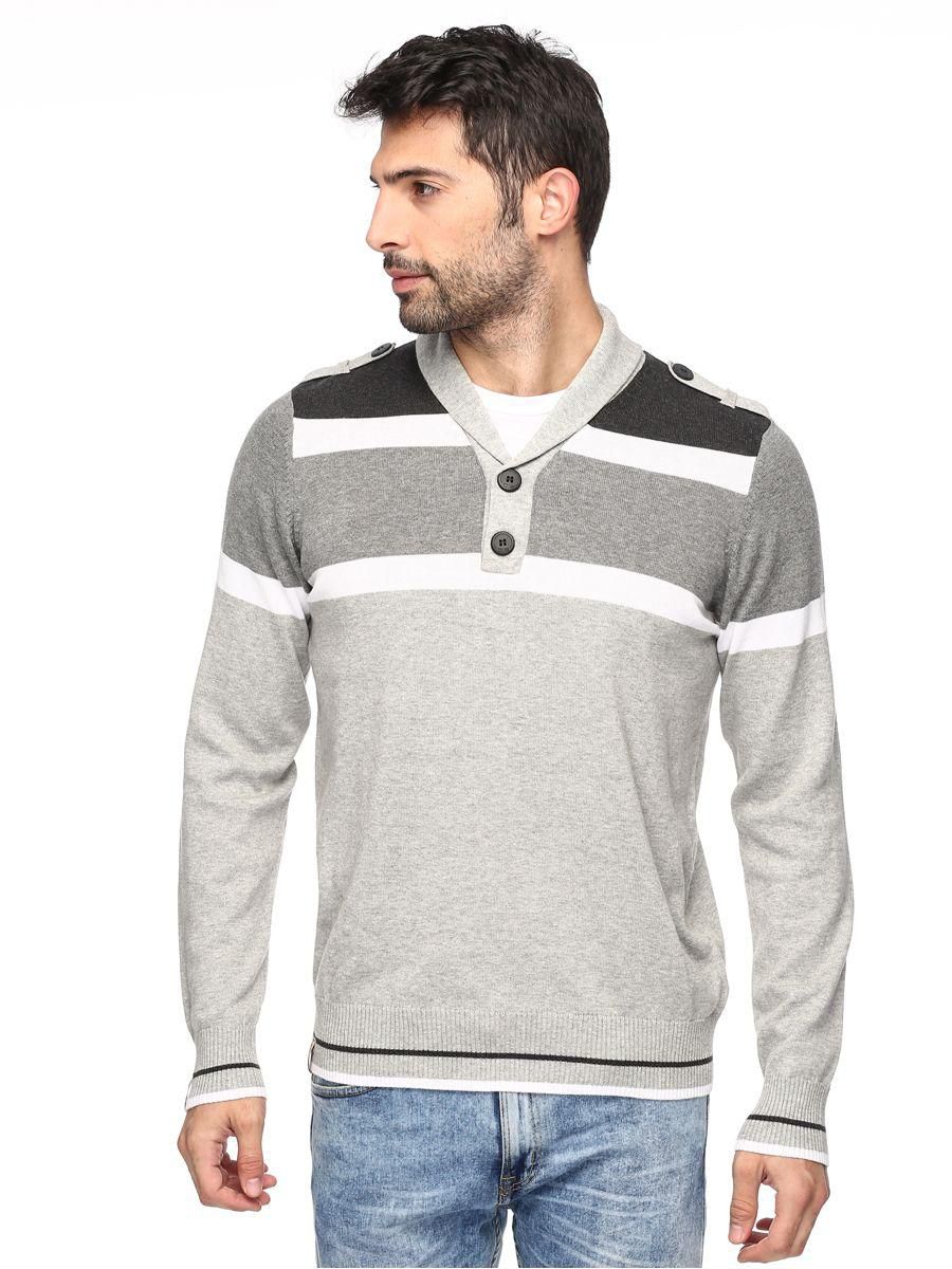 Dissident Light Grey Cotton Round Neck Pullover Top For Men