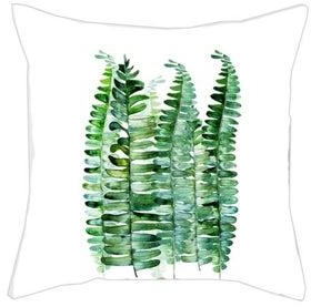 Leaf Printed Cushion Cover Green/White 45x45cm