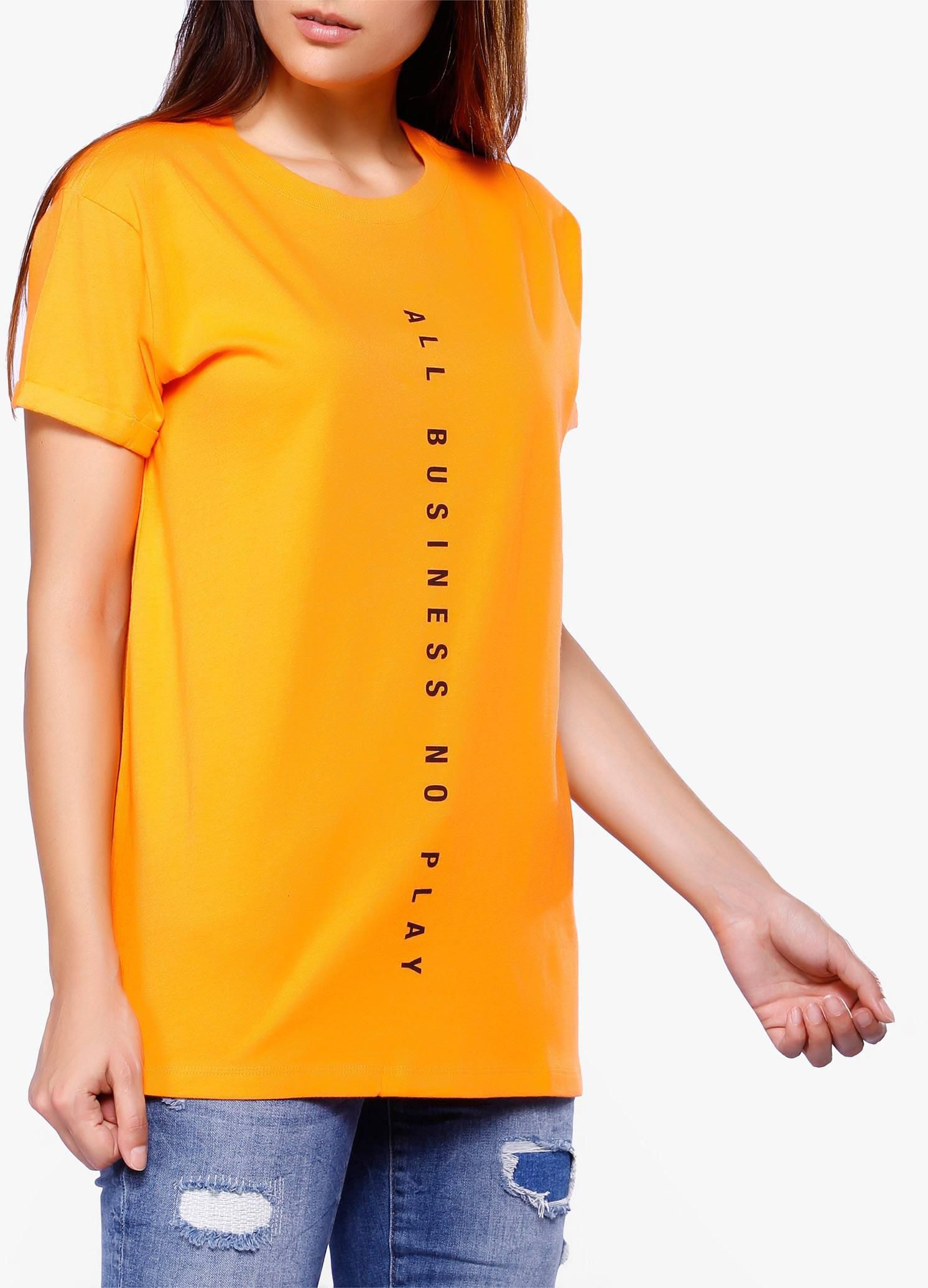 Orange All Business No Play Graphic Tee
