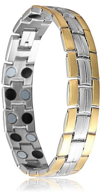 Allwin Stainless Steel Bracelet Men Wide Magnetic/Germanium Decorated Jewelry Silver&gold