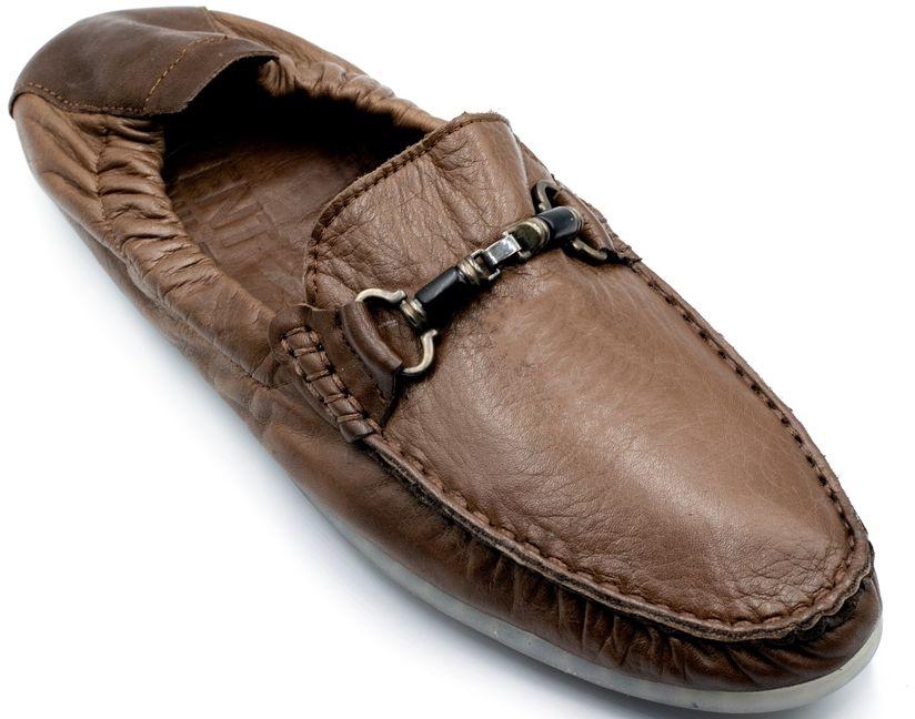 Levent حذاء كاجوال جلد طبيعي سهل الأرتداء للرجال - بني