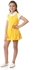 Izor Girls Solid Cross Back Sleeveless Dress - Yellow