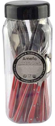 24-Piece Cutlery Set Red 90x90x230centimeter