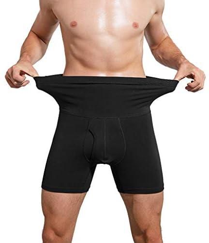 ZAYZ Men's Cotton High Waist Tummy Control Shorts Slimming Belly Girdle Boxer Underwear Wear Invisible Shapewear for Daily, Weddings, Working, Dating (Color : Black, Size : Large)