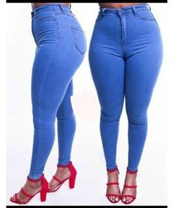 Fashion Blue High Waist Ladies Jeans Elastic