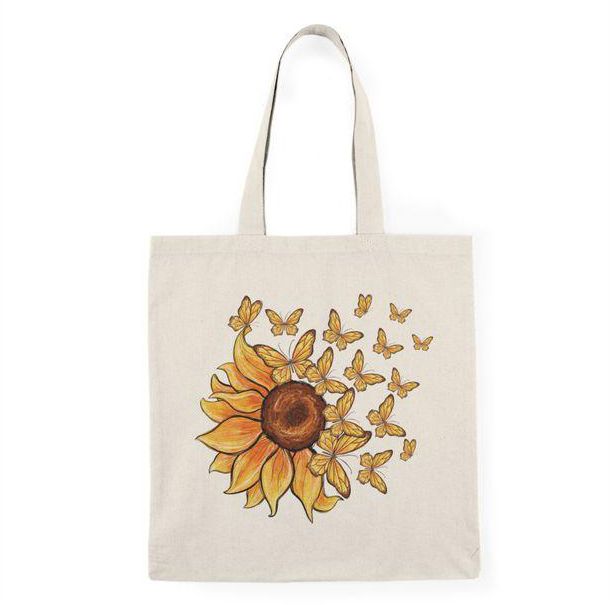 توتي باج - شنطة قماش دك ثقيل Sunflower Butterfly Tote Bag