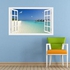 Fake Window Seagull Beach Sea Fresh Air Home Decoration Stickers Beach Peel And Stick Wallpaper Multicolour 90x60cm