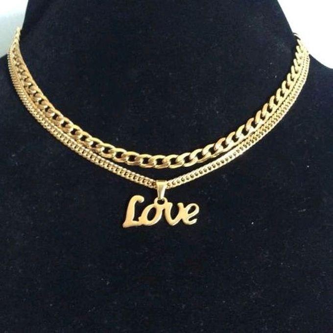 Two Chain With Love Pendant Gold