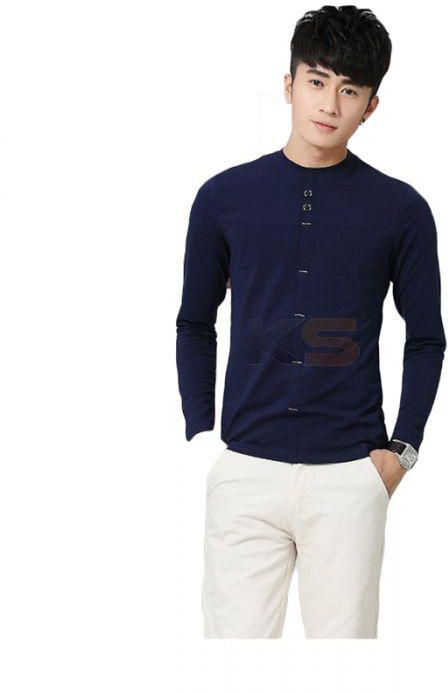 Men's Solid Color Cozy Breathable O Neck Long Sleeve T Shirt F810