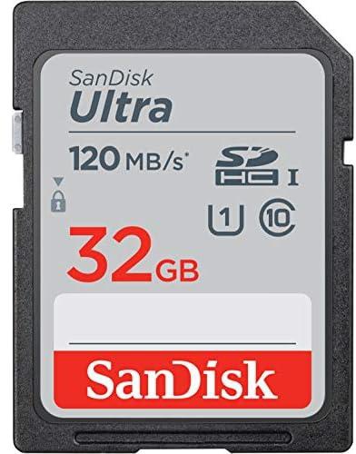 بطاقة ذاكرة سانديسك الترا 32 جيجابايت SDHC، حتى 120 ميجابايت/ثانية، كلاس 10، UHS-I V10