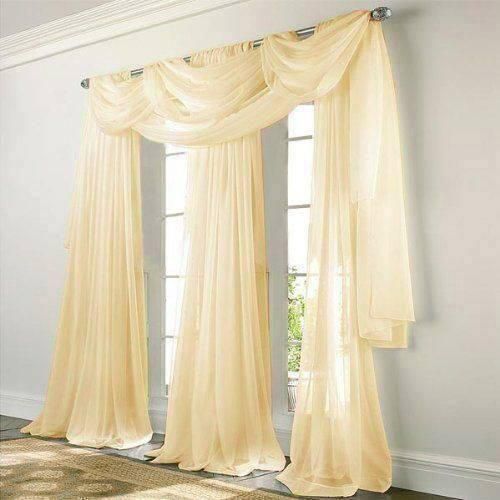 New House 4-5 Beige Voile Curtain + 3 Pieces + 2 Long Scarf