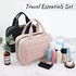 Hanging Toiletry Bag, 4 Compartments Large Travel Makeup Bag Waterproof, Portable Cosmetic Toiletries Storage, Pink Wash Bag for Women, Men