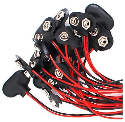 OLIREXD 20PCS 9 Volt T Type Battery Buckle I Type Faux Leather Metal Cable Snap Connector Buckle Switch Cap Connector Shell Black Red Plastic Shell Connector