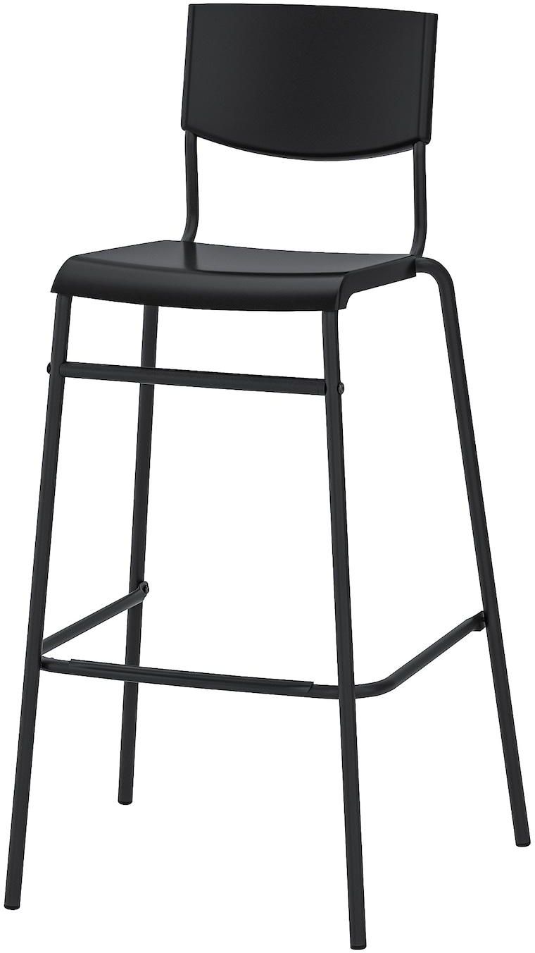 STIG Bar stool with backrest - black/black 74 cm