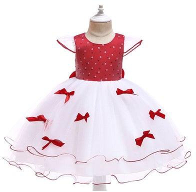 Princess Flower Cap Sleeve Maxi Dress Red/White