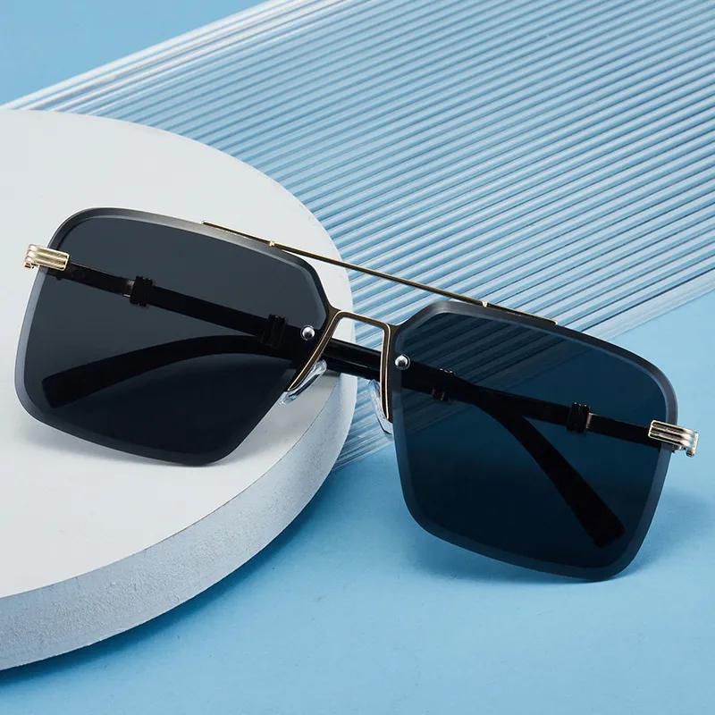 New Sunglasses Korean Version Of The Half-frame Cutting Edge Driving Mirror Fashion Thin Anti-UV Sun Glasses
