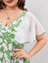 Plus Size Sheer Flutter Sleeves Floral A Line Dress - M | Us 10