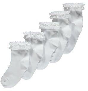 White 5 Pack Lace Trim Socks