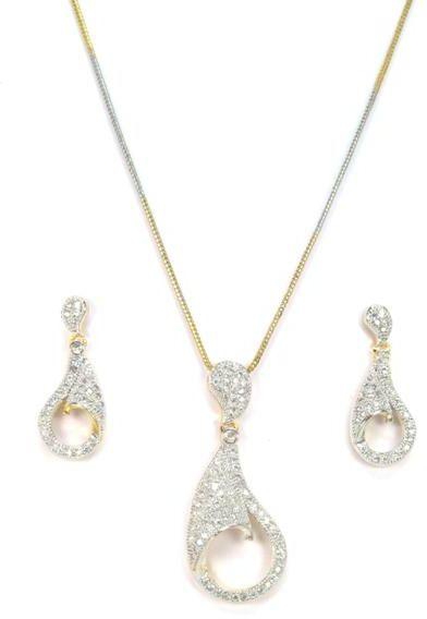 Zirconia Pendant Necklace Earrings Jewelry Set