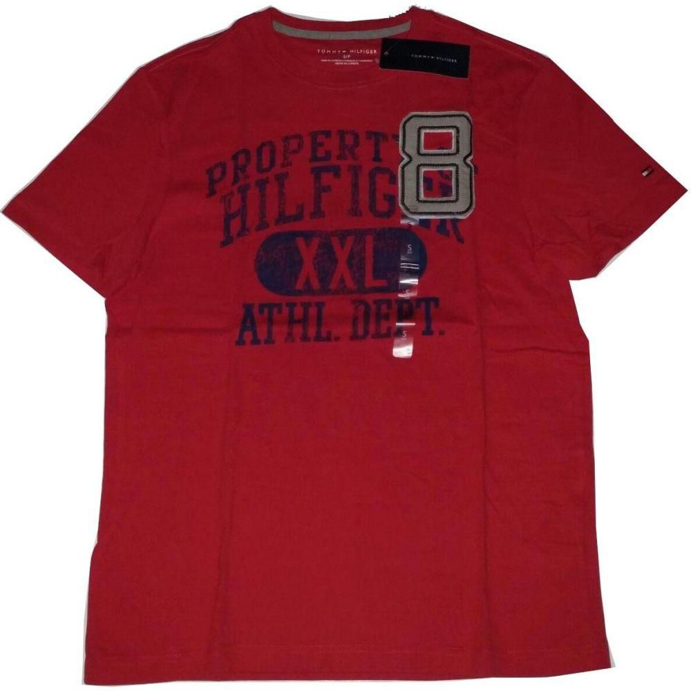 Tommy Hilfiger Red Cotton Round Neck T-Shirt For Men