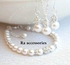 RA accessories Women's Set Silvery Chain, Bracelet - Earring Of Off White Pearls & Diamond Lobes