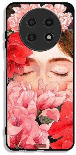 Huawei nova Y91 Protective Case Cover Girl Face Hide In Flowers Art