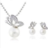 18K White Gold Plated Butterfly Pearl Jewellery Set