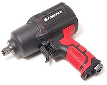 Forsage 1/2" Drive Air Impact Wrench - Lightweight, Working Torque 1450 NM, Adjustable Power, Twin Hammer, Black/Red