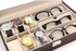 صندوق مجوهرات جلدي من أتوأرك - يسع 6 ساعات - علبة مجوهرات بثلاث حجرات لتخزين النظارات الطبية والشمسية - علبة منظمة لعرض النظارات