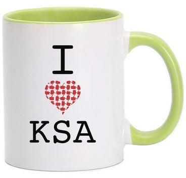 I Love KSA Printed Mug Green 11ounce