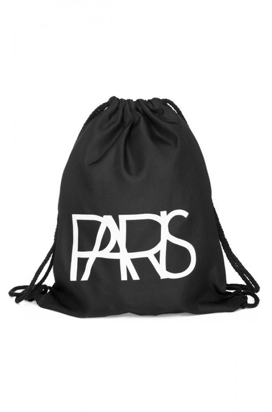 PARIS LETTER PRINTED DRAWSTRING BAG