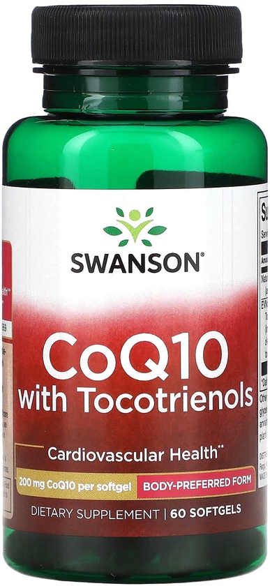 Swanson (سوانسون)‏, الإنزيم المساعد Q10 مع توكوترينول ، 200 ملجم ، 60 كبسولة هلامية