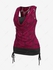 Plus Size Cowl Neck Cinched Rose Lace Tank Top - M | Us 10