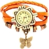 Women's Leather Strap Casual vintage 2014 Butterfly Watch Orange