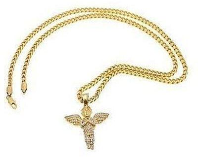 Hinestone Baby Angel Pendant And Necklace-gold