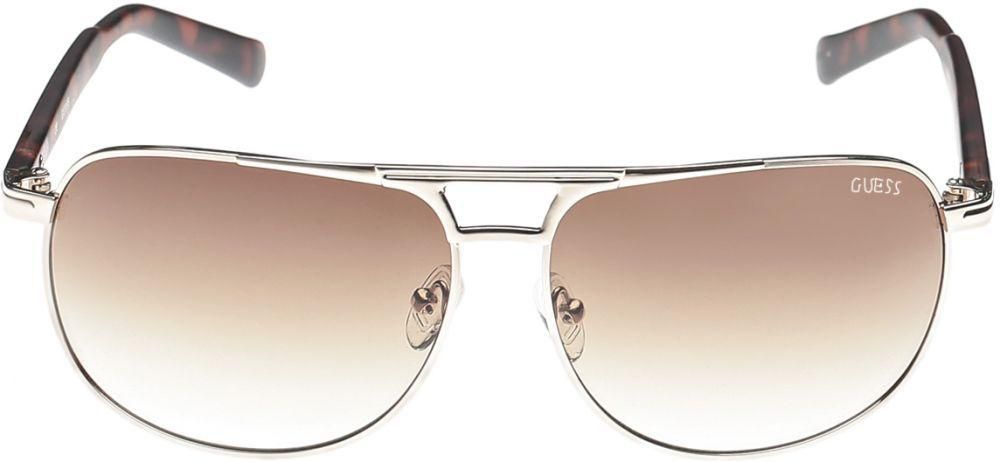 Guess Aviator Sunglasses for Men - Brown Lens, GUF 125 GLD-34