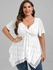 Plus Size Lace Handkerchief Hem Twist Broderie Anglaise Butterfly Sleeve Top - L | Us 12