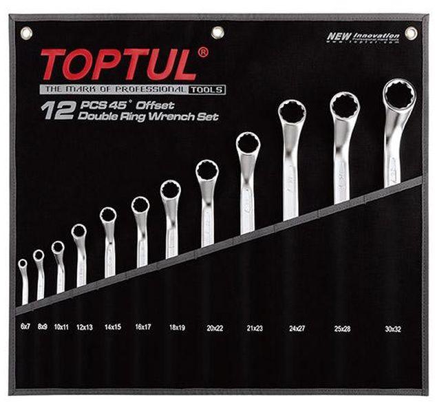 Toptul Double Ring Wrench 45° Offset 12PCS