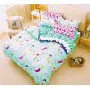 3 Pieces Duvet Cover Set - Single Size 160x200cm - Green with Mermaid Design