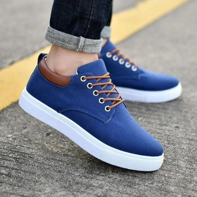 Fashion Men's Slip-On Casual Shoes Breathable Lace-Up Canvas Shoes Low Top