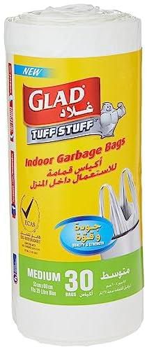 Glad Tuff Stuff Garbage Bag Medium White Handle Bags, Size 55 cm x 60 cm, 30pcs