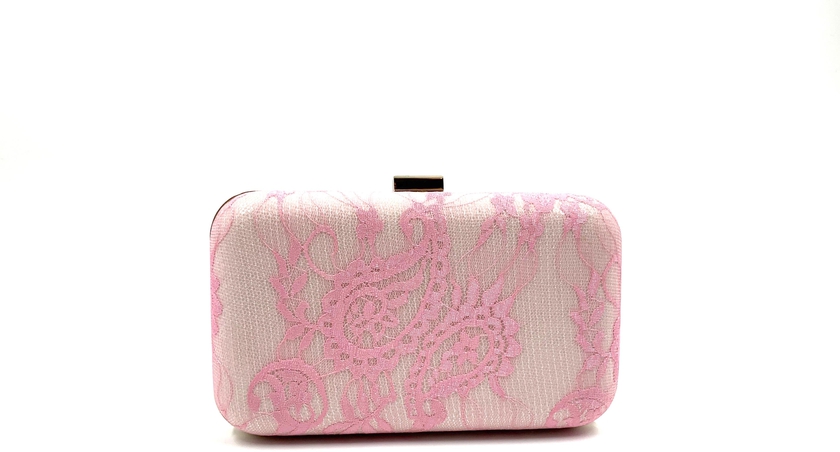 ELEVATE Handmade Lace Sequin Clutch for Wedding Reception Bag Party Bag (Pink)