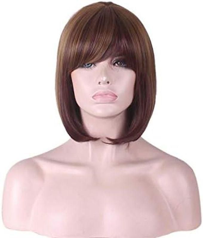 Short Straight Synthetic Hair Wig, Brown