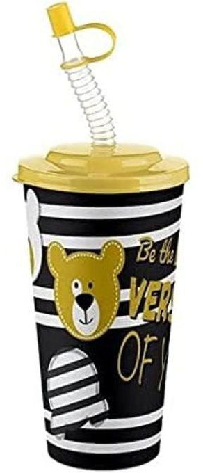 650ml Printed Plastic Cup With Straw And Lid Reusable
