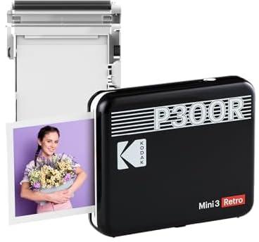 طابعة صور محمولة من Kodak Mini 3 × 3 بوصة ، متوافقة مع iOS ، Android وأجهزة Bluetooth ، صورة حقيقية: تكنولوجيا 4Pass وعملية التصفيح، صور مطبوعة - أسود