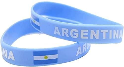 2 pcs of Argentina Soccer Sports Fans Silicone Wristbands Sports Accessories for Men and Women